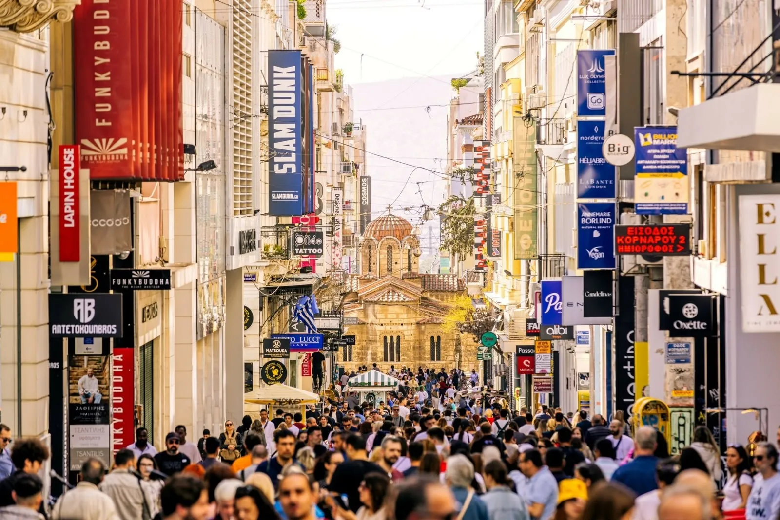 Ermou Street shopping and rooftop bars